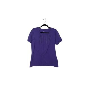 d & co. Denim Company Purple Ruffle Short Sleeve Top‎ Size S